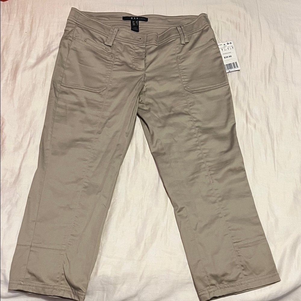 Mango Sheen Beige CaprisTrousers with